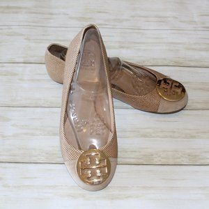 TORY BURCH REVA Embossed Two Tone FLATS 8.5